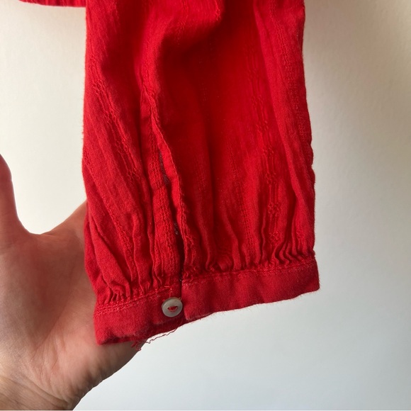 Free People Red Long Sleeve Babydoll Blouse - Picture 5 of 9